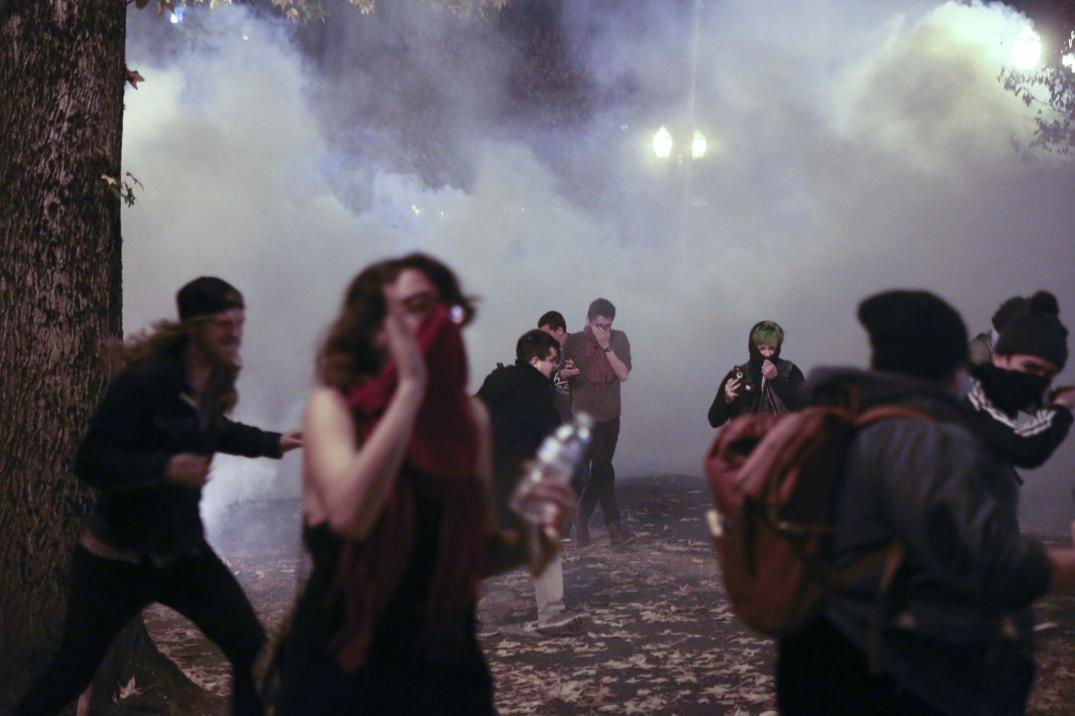 Donald Trump protest tear gas